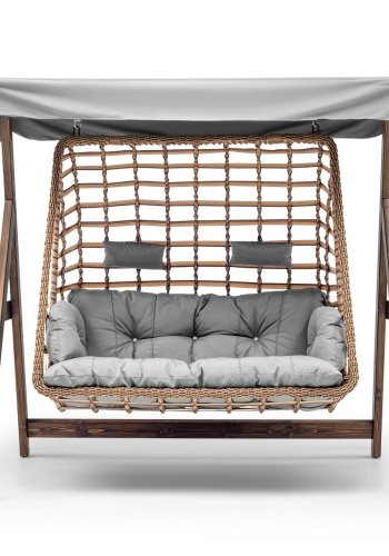 NORDVÄRK Girne udendrs dobbelt hngesofa - gr polyester stof og fyrretr