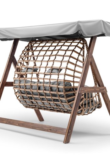 NORDVÄRK Girne udendrs dobbelt hngesofa - gr polyester stof og fyrretr