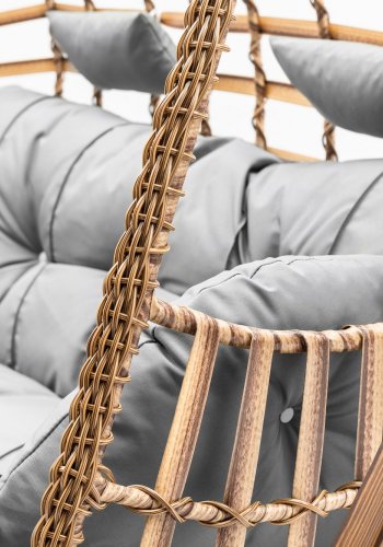 NORDVÄRK Girne udendrs dobbelt hngesofa - gr polyester stof og fyrretr