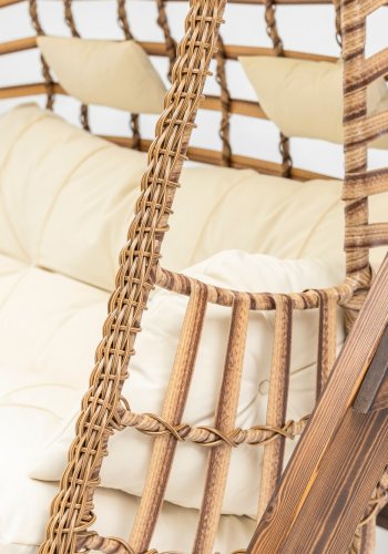 NORDVÄRK Girne udendrs dobbelt hngesofa - creme polyester stof og fyrretr