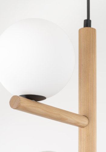 TK Ester loftlampe, m. 3 skrme - glas, natur tr og metal