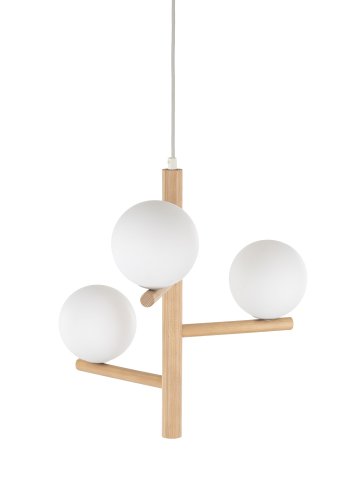 TK Ester loftlampe, m. 3 skrme - glas, natur tr og metal