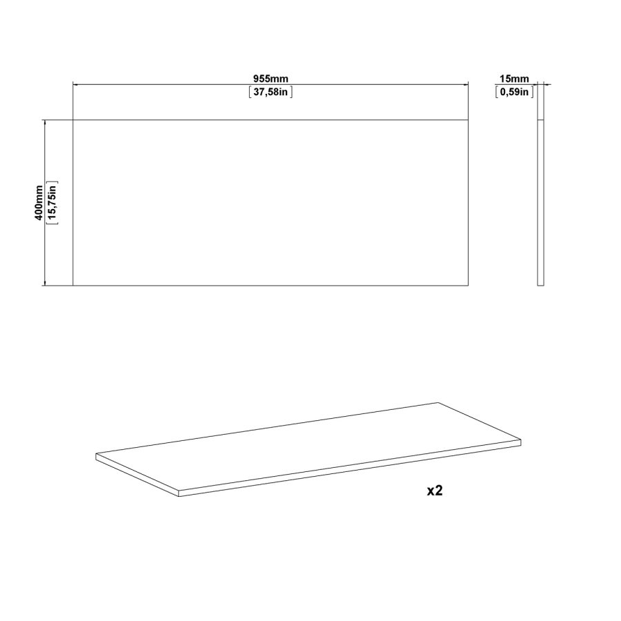 TVILUM 2 stk. ekstra hylder til Sprint garderobeskab