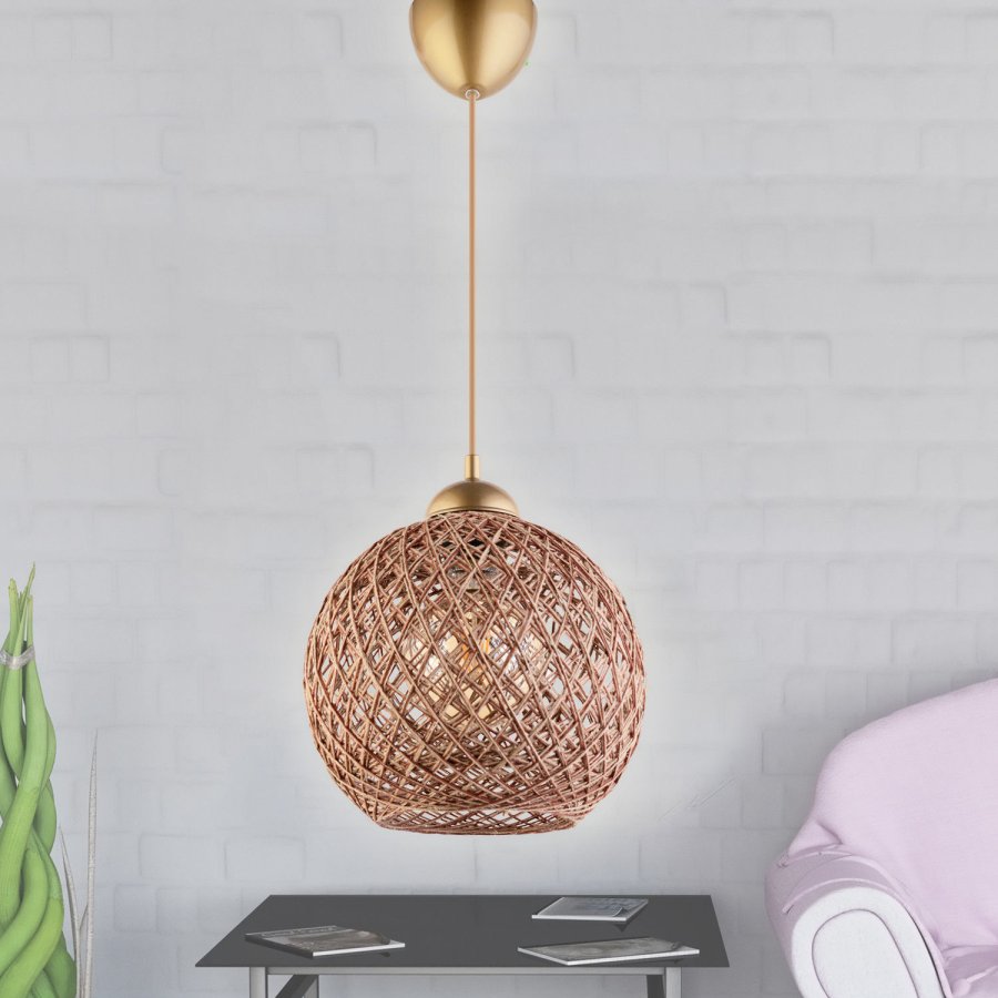 LUMI ASY073 loftlampe - brun bomuld og plast