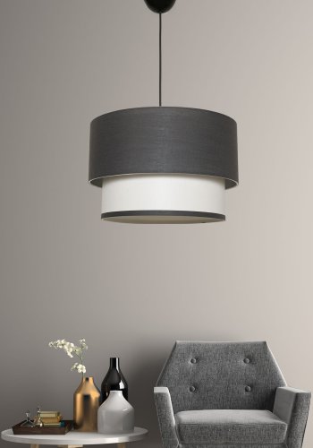 LUMI SP286 loftlampe - antracitgr/hvid stof og plast