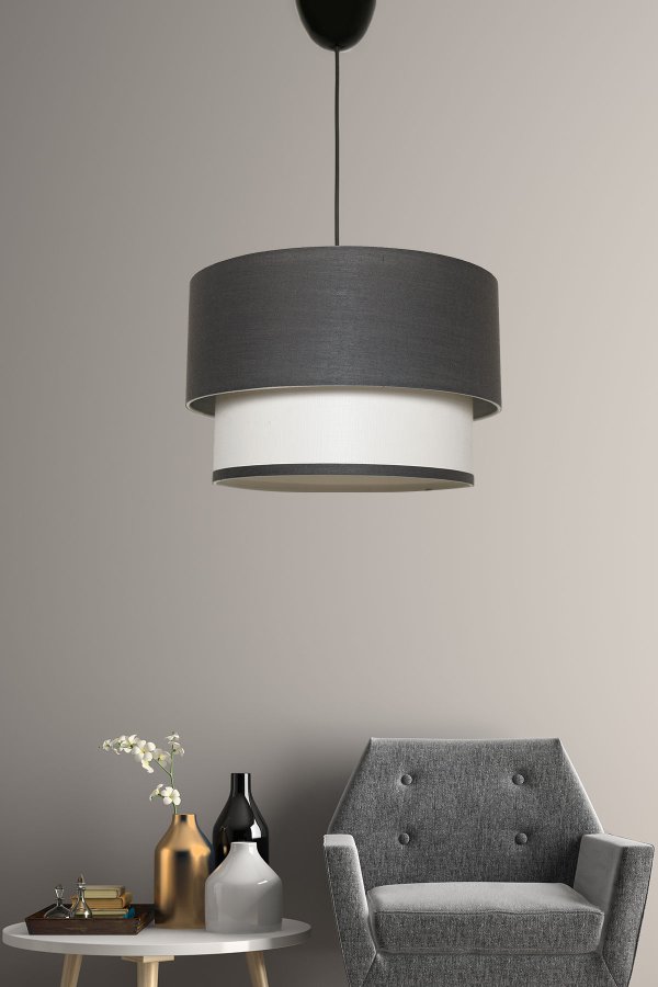 LUMI SP286 loftlampe - antracitgr/hvid stof og plast
