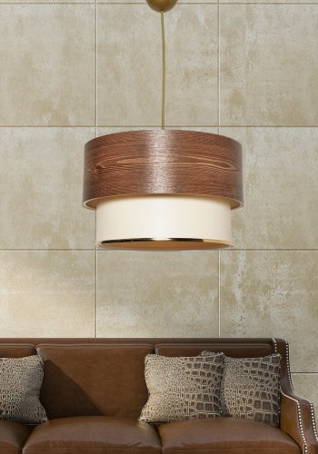 LUMI TM123 loftlampe - creme stof og brun plast