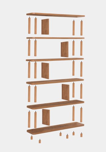 FUNZI LIVING Meta bogreol, m. 5 hylder - Atlantic Pine melamin