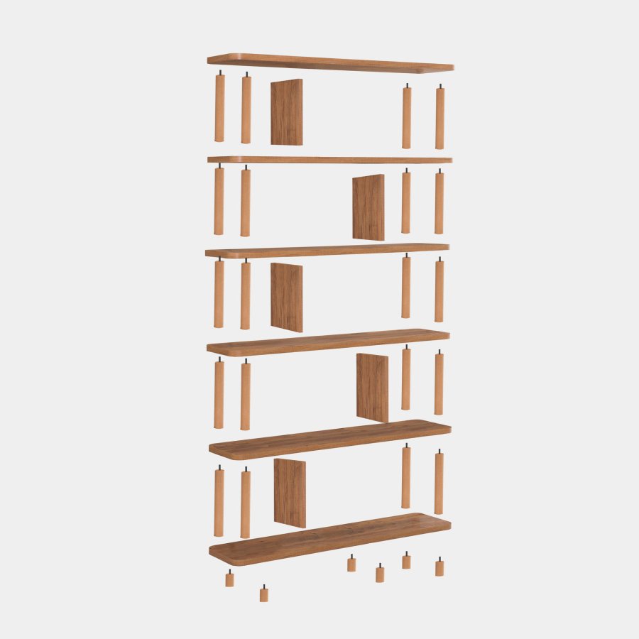 FUNZI LIVING Meta bogreol, m. 5 hylder - Atlantic Pine melamin