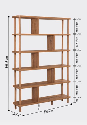 FUNZI LIVING Meta bogreol, m. 5 hylder - Atlantic Pine melamin