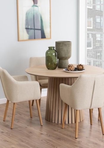 ACT NORDIC Christo spisebord, rund - hvidpigmenteret egefinér med lamel fod (120)