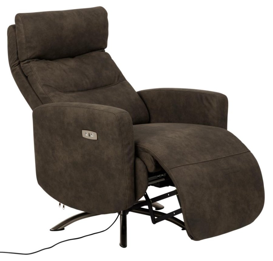 ACT NORDIC Kamares recliner, m. el, C stik, USB-A, drejefunktion - antracitgr stof og sort stl