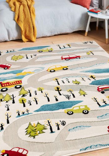 TEPPI Doga gulvtppe til brn, rektangulr - multifarvet polypropylen og jute (120x170)