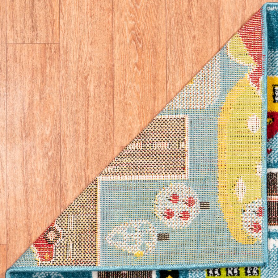 TEPPI Trafik gulvtppe til brn, rektangulr - multifarvet polypropylen og jute (120x170)