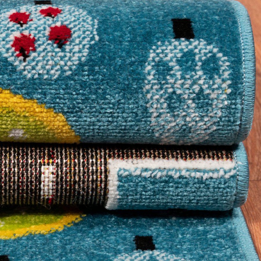 TEPPI Trafik gulvtppe til brn, rektangulr - multifarvet polypropylen og jute (140x200)