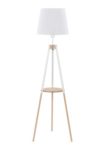 TK Vaio gulvlampe, m. hylde - hvid stof og tr