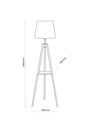 TK Vaio gulvlampe, m. hylde - hvid stof og tr