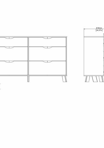 TVILUM Ikast Dobbeltkommode 6 skuffer, Jackson Hickory / Hvid, 155,7 x 39,8 x 92,2 cm