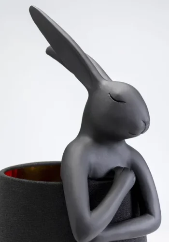 KARE DESIGN Animal Rabbit bordlampe - sort linnedhr og mat sort polyresin/stl (H:50cm)