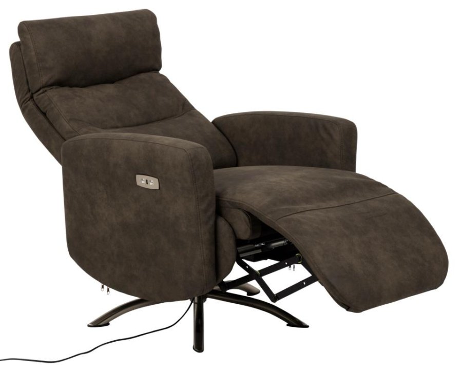ACT NORDIC Kamares recliner, m. el, C stik, USB-A, drejefunktion - antracitgr stof og sort stl