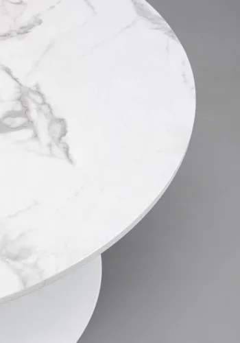 KARE DESIGN Schickeria sofabord, rund - hvid marmorlook laminat og hvid stl (80)