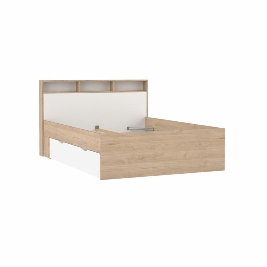 TVILUM Ikast Seng med 2 skuffer 140x190, Jackson Hickory/Hvid, 149,8 x 206 x 96,8 cm