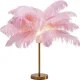 KARE DESIGN Feather Palm bordlampe - lyserd strudsefjer og messing stl