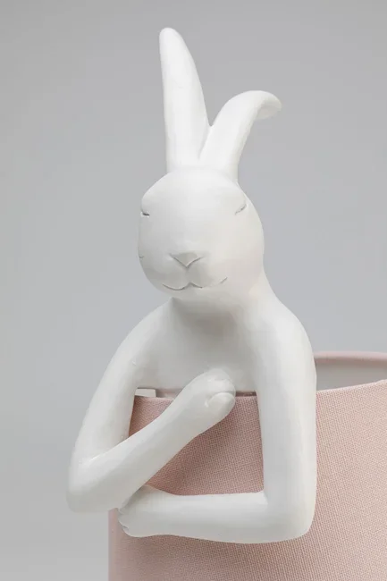 KARE DESIGN Animal Rabbit bordlampe - rosa linnedhr og hvid polyresin/stl (H:50cm)
