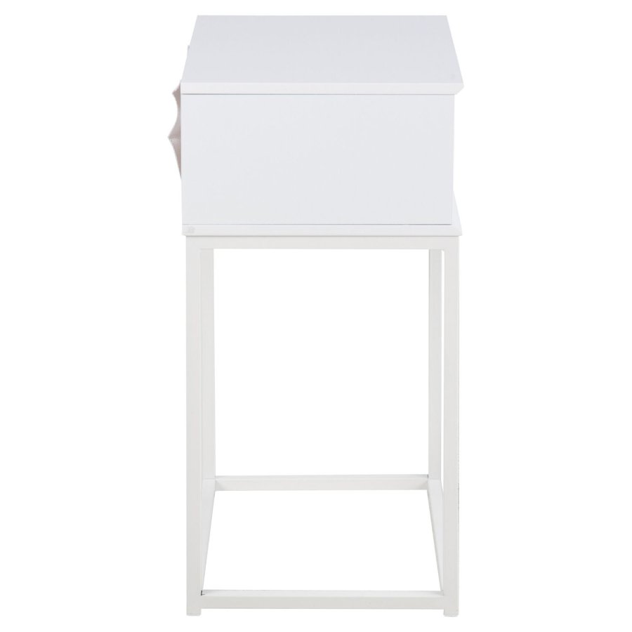ACT NORDIC Rektangulr Mitra natbord m. 1 skuffe -  hvid tr og metal (40x30) 
