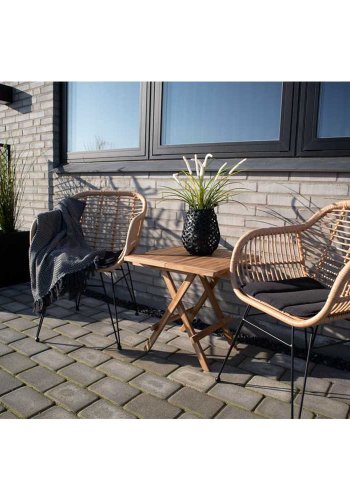 HOUSE NORDIC Trieste spisebordsstol - natur rattan/metal, m. armln, inkl. hynde