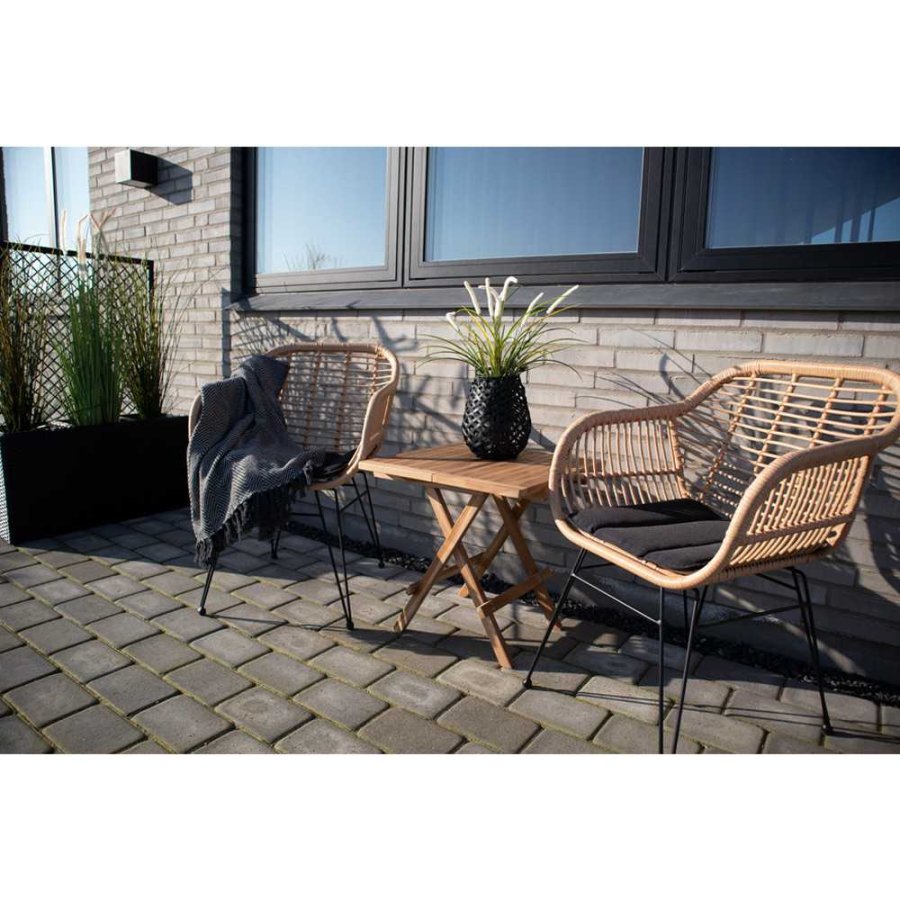 HOUSE NORDIC Trieste spisebordsstol - natur rattan/metal, m. armln, inkl. hynde