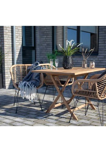 HOUSE NORDIC Trieste spisebordsstol - natur rattan/metal, m. armln, inkl. hynde