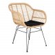 HOUSE NORDIC Trieste spisebordsstol - natur rattan/metal, m. armln, inkl. hynde