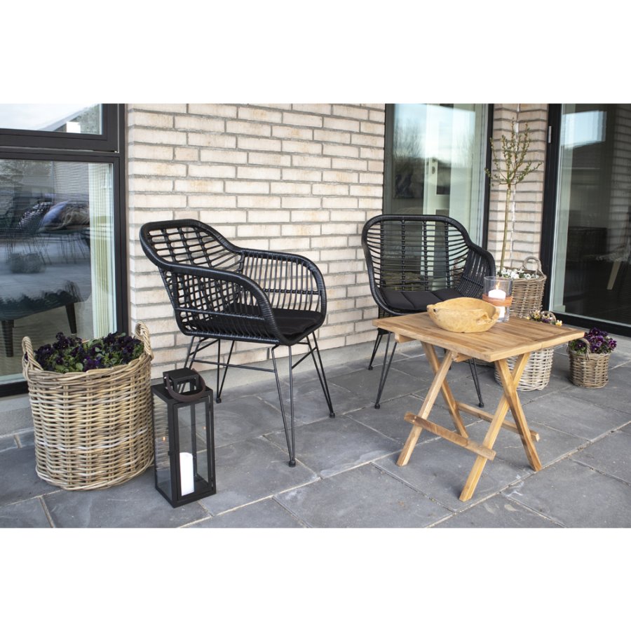 HOUSE NORDIC Trieste spisebordsstol - sort rattan/metal, m. hynde