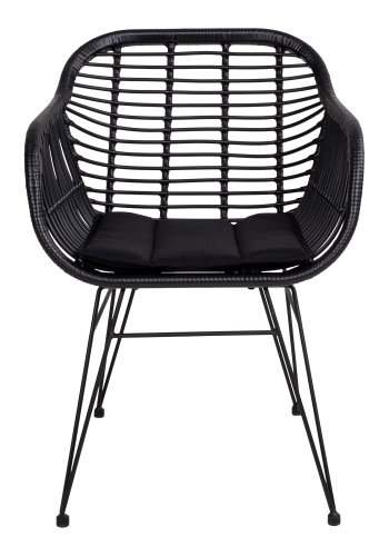 HOUSE NORDIC Trieste spisebordsstol - sort rattan/metal, m. hynde