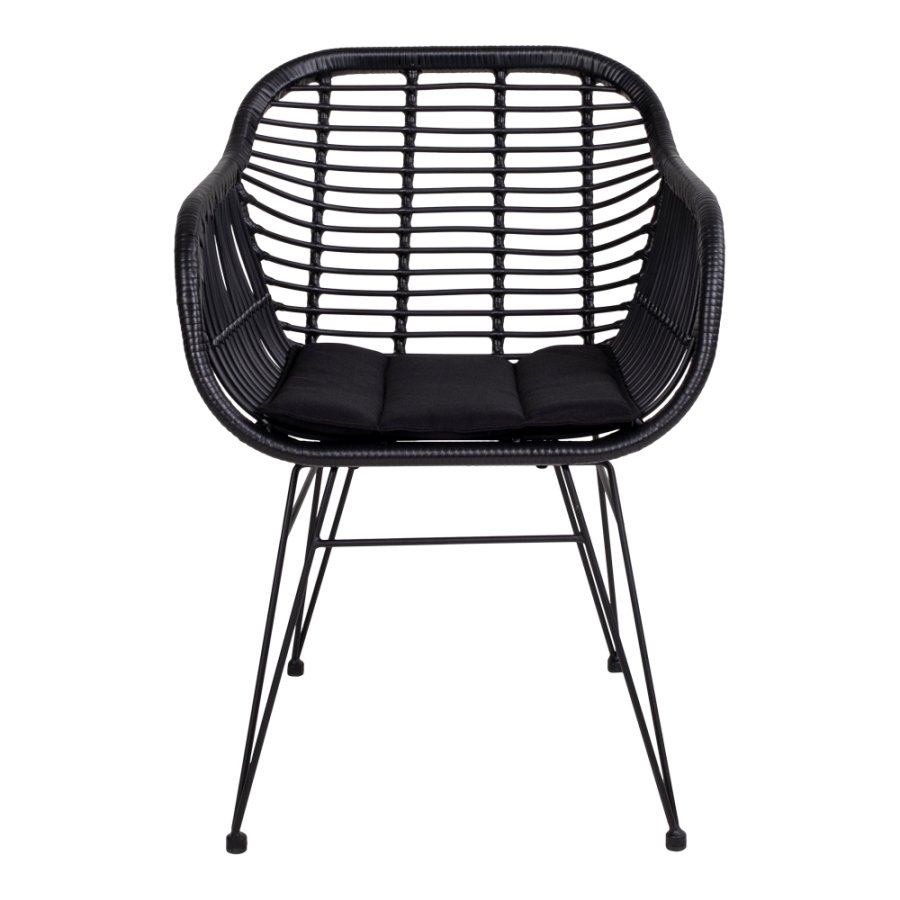 HOUSE NORDIC Trieste spisebordsstol - sort rattan/metal, m. hynde