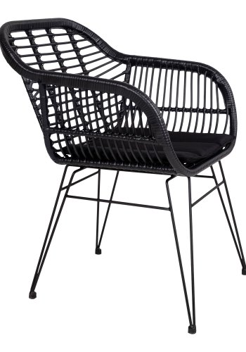 HOUSE NORDIC Trieste spisebordsstol - sort rattan/metal, m. hynde