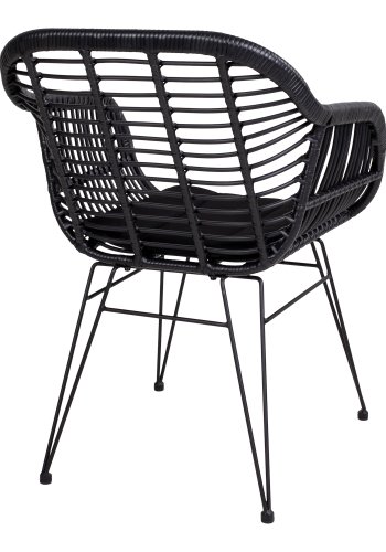 HOUSE NORDIC Trieste spisebordsstol - sort rattan/metal, m. hynde