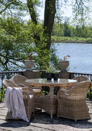 HOUSE NORDIC Havebord, kubu/glasplade, gr, 120x77 cm