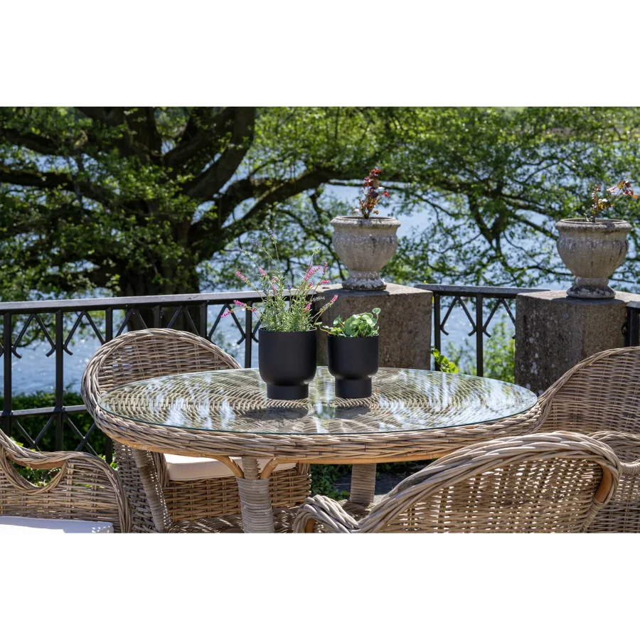 HOUSE NORDIC Havebord, kubu/glasplade, gr, 120x77 cm