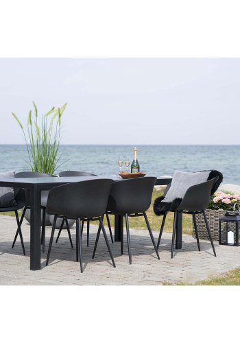 HOUSE NORDIC Roda spisebordsstol, m. armln - sort plastik og sort stl
