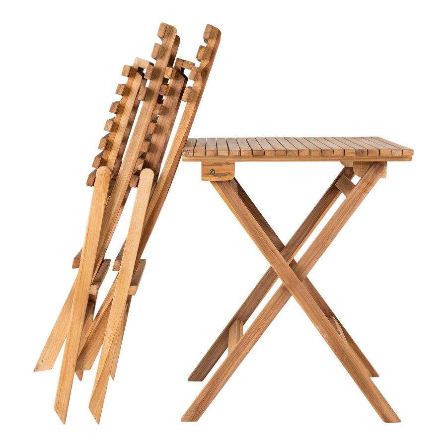HOUSE NORDIC Cafést, 2 stole og 1 bord, teak, natur