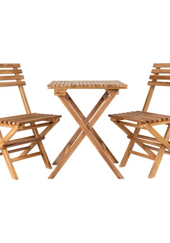 HOUSE NORDIC Cafést, 2 stole og 1 bord, teak, natur