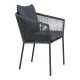 HOUSE NORDIC Salerno Spisebordsstol, aluminium/polyester, mrkegr reb med sort stel, inkl. hynde