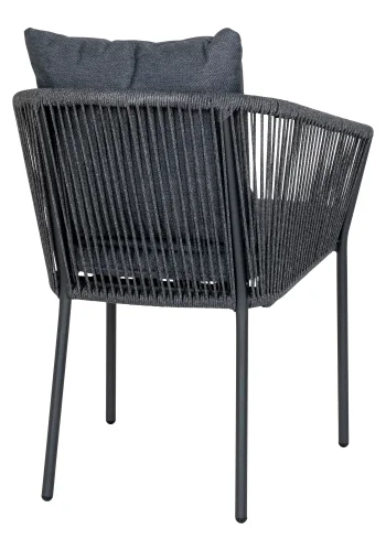 HOUSE NORDIC Salerno Spisebordsstol, aluminium/polyester, mrkegr reb med sort stel, inkl. hynde