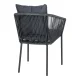 HOUSE NORDIC Salerno Spisebordsstol, aluminium/polyester, mrkegr reb med sort stel, inkl. hynde