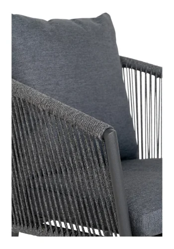 HOUSE NORDIC Salerno Spisebordsstol, aluminium/polyester, mrkegr reb med sort stel, inkl. hynde