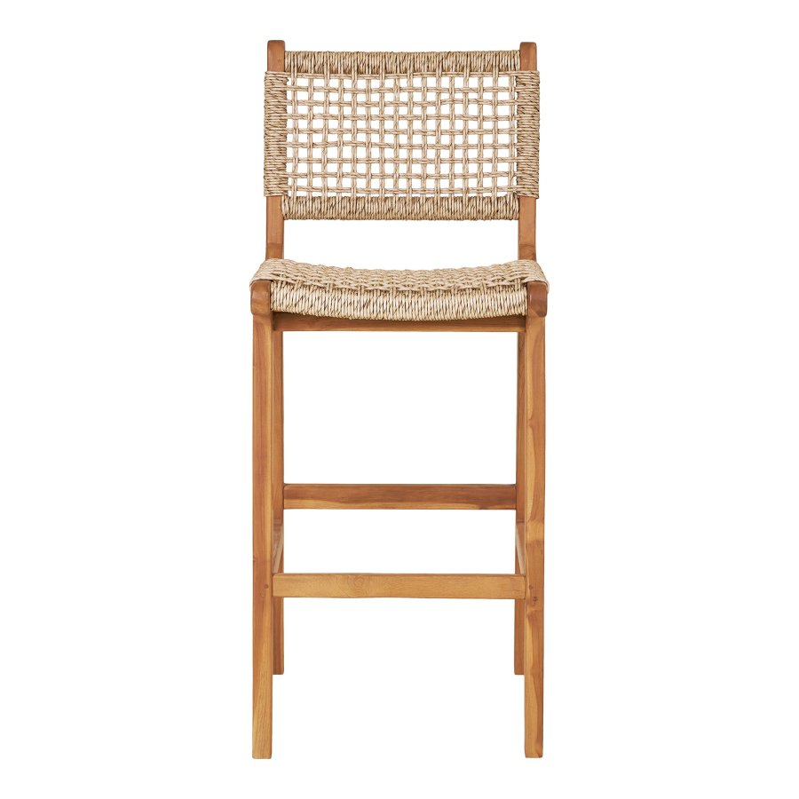 HOUSE NORDIC Derby counterstol, m. rygln og fodsttte - natur polyrattan og teak