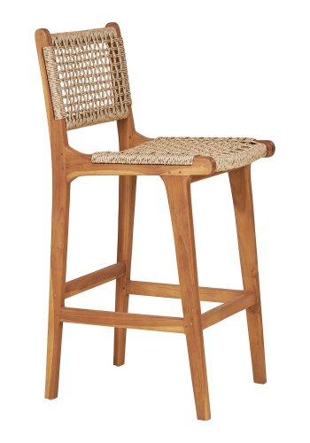 HOUSE NORDIC Derby counterstol, m. rygln og fodsttte - natur polyrattan og teak