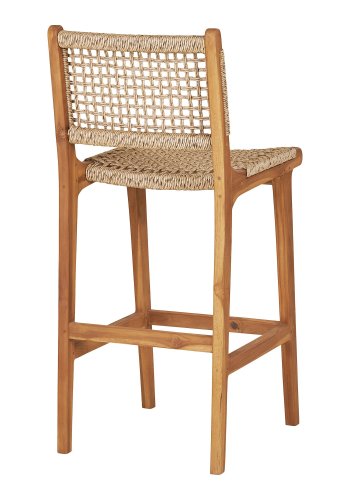 HOUSE NORDIC Derby counterstol, m. rygln og fodsttte - natur polyrattan og teak
